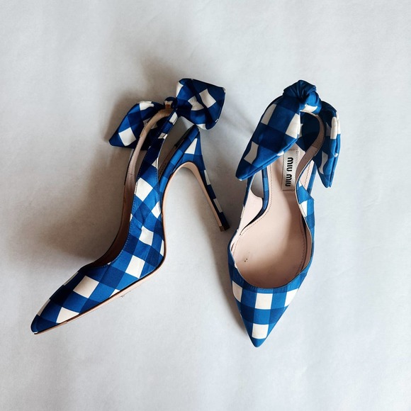 Miu Miu Shoes - Miu Miu Satin Bow Slingbacks Size 39